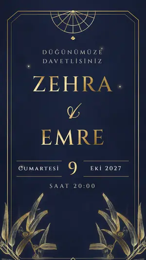 Altın Gece · Gece Mavisi davetiye şablonu