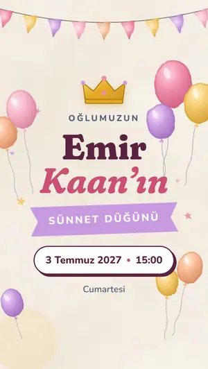 Neşeli Kutlama · Pembe davetiye şablonu