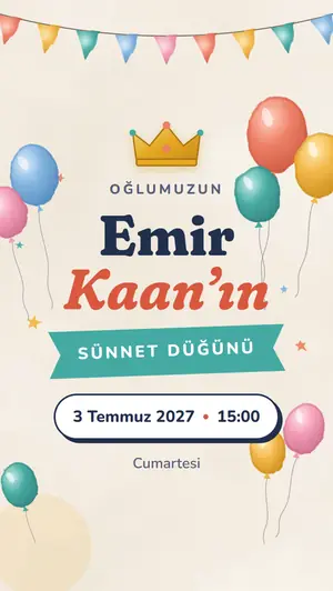 Neşeli Kutlama · Rengârenk davetiye şablonu