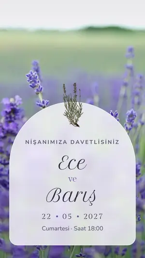 Lavanta Provence · Lila davetiye şablonu