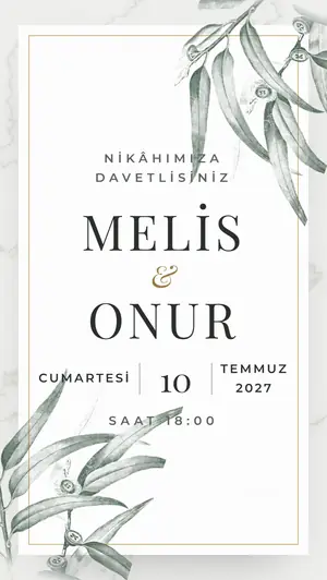 Beyaz Mermer · Adaçayı davetiye şablonu